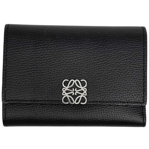 LOEWE Anagram Trifold Wallet Leather Black Women's